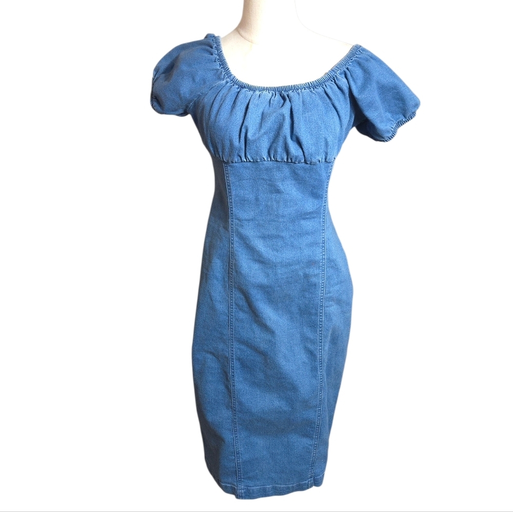 Derek Heart Y2K Blue Denim Midi Dress - Picture 2 of 9
